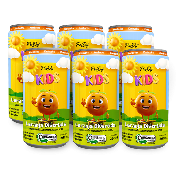 Kit 6 Kombucha Laranja Orgânica Kids PeDy+ 260ml