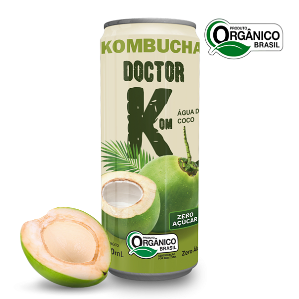Kombucha Orgânica Zero Açúcar Doutor K Água de Coco 350 ml