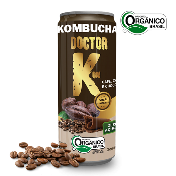 Kombucha Orgânica Zero Açúcar Doutor K Café Cacau Chocolate 260 ml