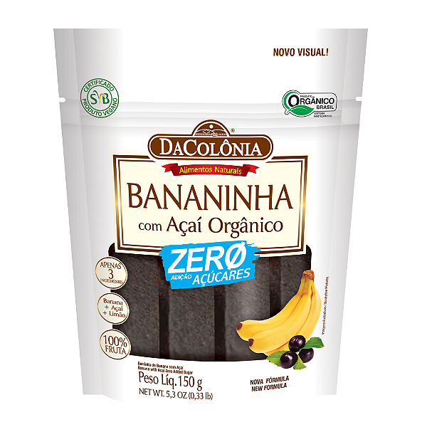 Barrinha De Banana E Açaí Sem Adição De Açúcar Orgânica DaColônia 150 g