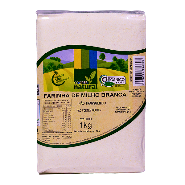 Farinha De Milho Branca Orgânica À Vácuo Coopernatural 1 Kg