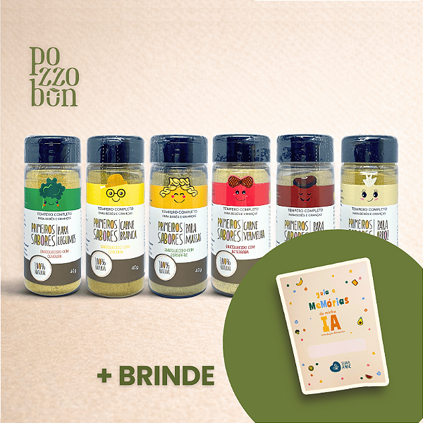 Kit 6 Tempero Primeiros Sabores Natural Para Grãos, Legumes e Carnes Terra Amor 40 g + Brinde