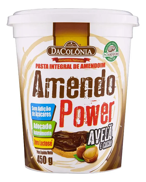 Pasta de Amendoim Amendo Power Com Avelã e Cacau DaColônia 450 g