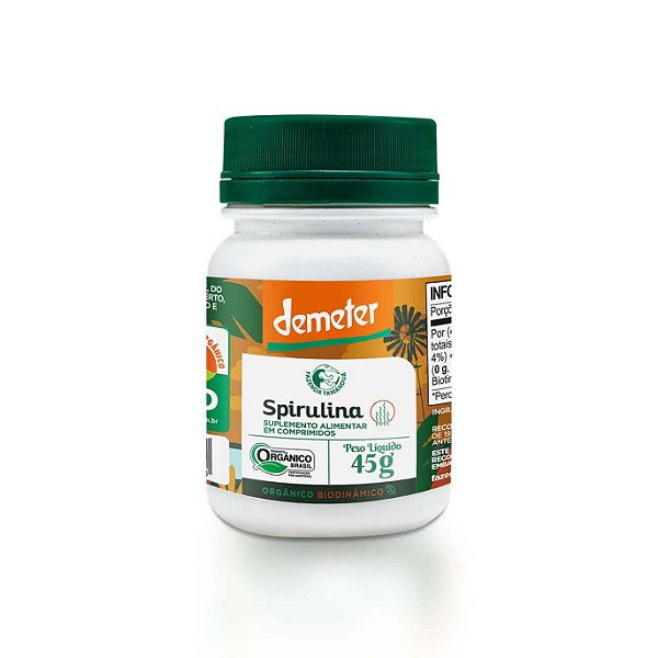 Spirulina Orgânica Biodinâmica 90 Comprimidos Fazenda Tamanduá