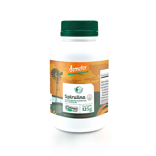 Spirulina Orgânica Biodinâmica 240 Cápsulas Fazenda Tamanduá