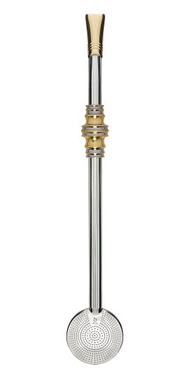 Bomba Bojo Mil Furos com Anel Dourado Trabalhado Aço Inox 25cm e Rosca Bortonaggio