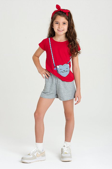 CONJUNTO INFANTIL MENINA ESTAMPA BOLSINHA