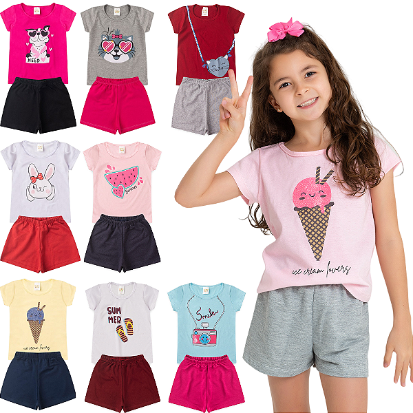 KIT COM 5 CONJUNTOS DE VERÃO PARA MENINAS
