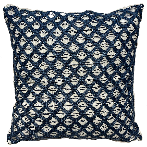 Capa De Almofada Crochê Rendado Azul