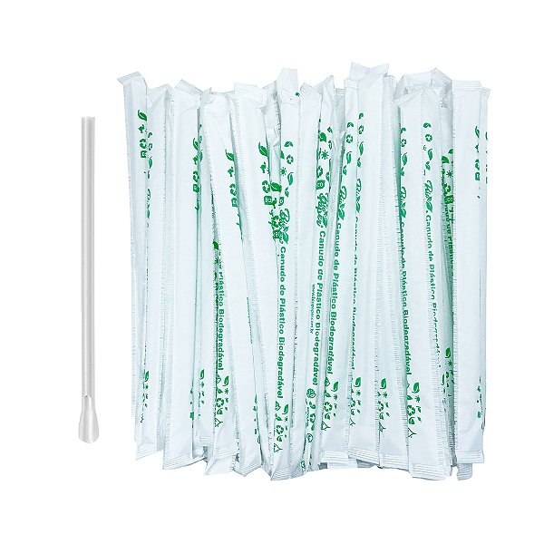 Canudo Plástico Biodegradável Mexedor 8mm Sachê 2000 unidades - Bio Paper