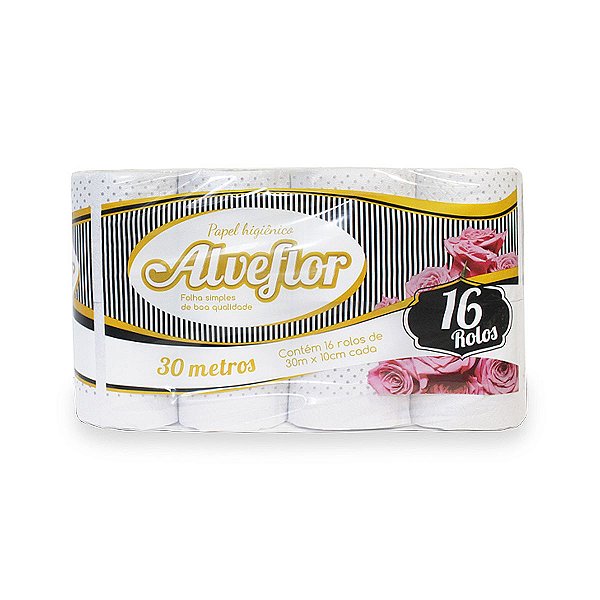 Papel Higiênico Bobina 30 metros Folha Simples c/16 Alveflor