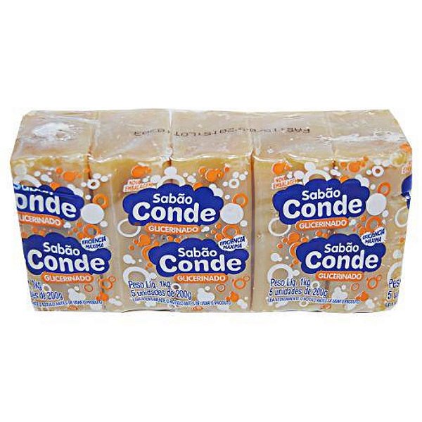 Sabão em Pedra Neutro Glicerinado 200g com 5 unidades Conde