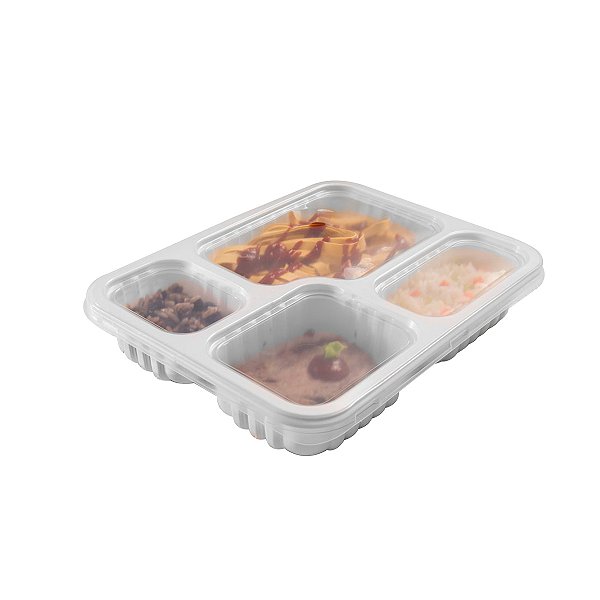 Embalagem de Plástico Bandeja 4 Divisiórias G324 Cristal 1225mL com 100 unidades Galvanotek
