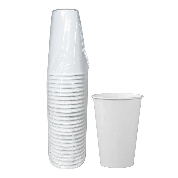 Copo de Papel Biodegradavel 500Ml Branco com 25 Unidades Biopapers