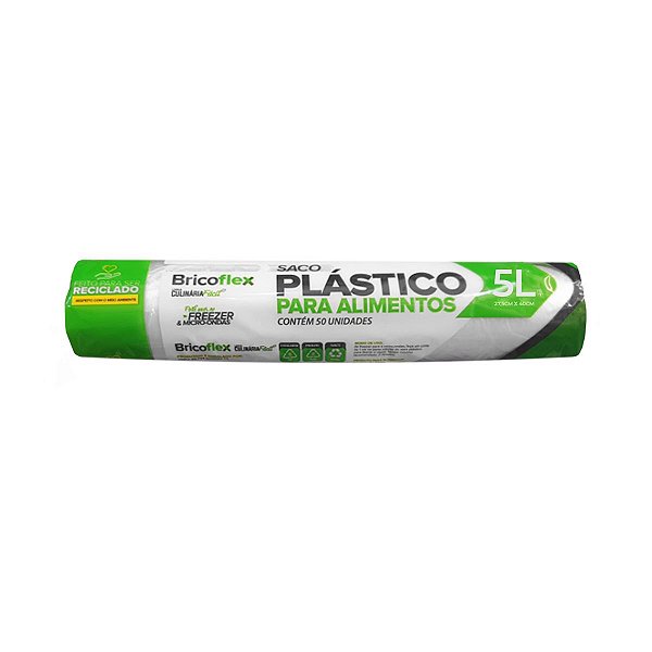 Saco Plástico para Alimentos 5 Litros com 50 unidades Bricoflex