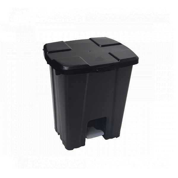 Lixeira Quadrada com Pedal 30L Preta - JSN