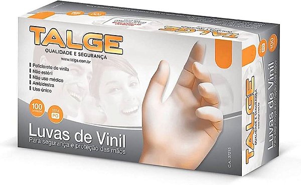 Luva Vinil  Para Procedimento Não Cirúrgicos comPó c/100 (M) Talge
