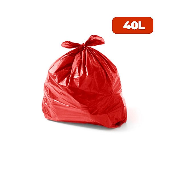 Saco para Lixo 40 Lt Coleta Seletiva Especial Vermelho c/ 100 und - Wide Stock