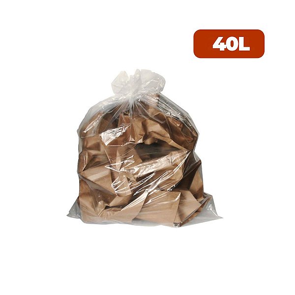Saco para Lixo 40 Lt Comum Transparente c/ 100 und - Wide Stock