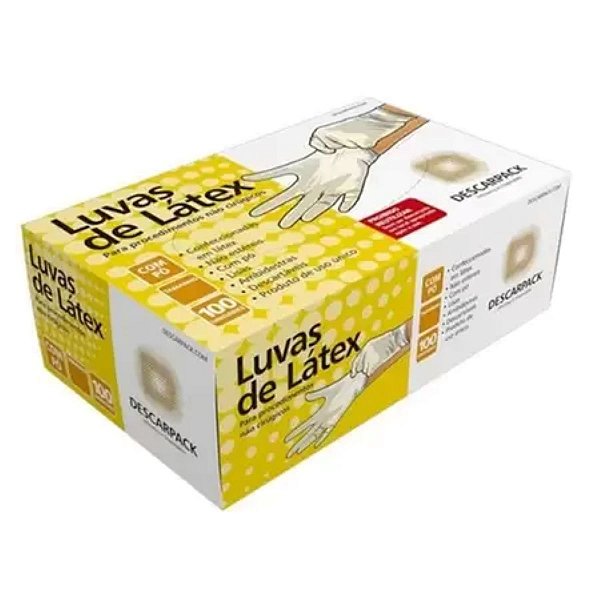 Luva de procedimento não cirugico de Latex Com po c/100 (M) Descarpack