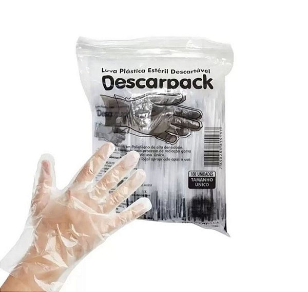 Luva Plástica Descartável C/ 100  Descarpack