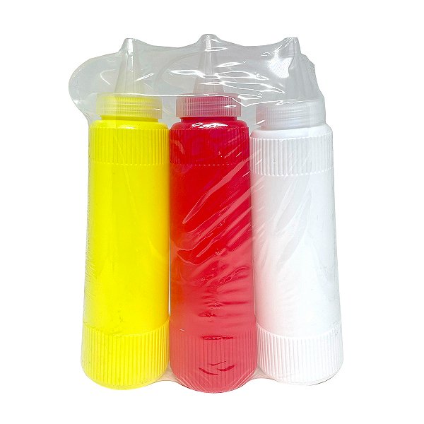 BISNAGA COLORIDAS KIT C/3 T/TRANSP 400ML - STAMPLASTIC