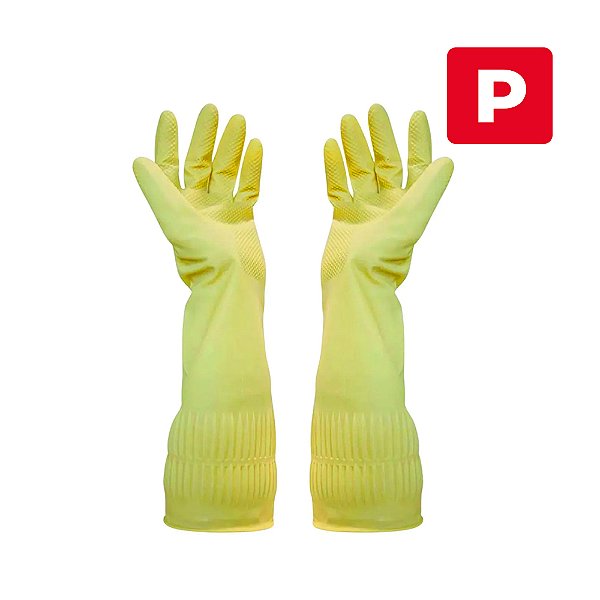 Luva De Borracha Longa Antiderrapante Amarela (P) Vabene
