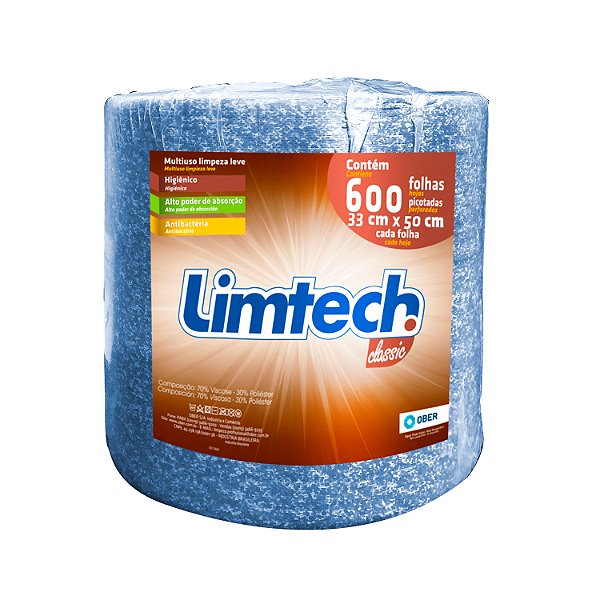 Pano Multiuso Azul 33cm x 300 metros 45g c/ 600 panos Limtech - Ober