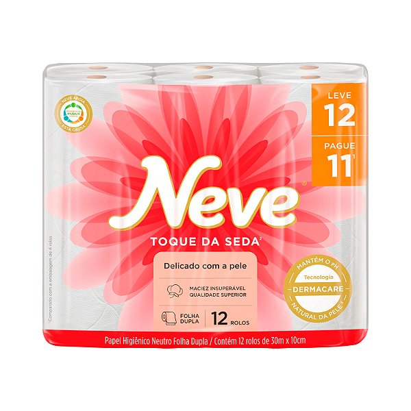 Papel Higiênico Folha Dupla 30m c/ 12 und - Neve