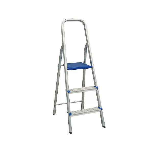 Escada de Alumínio 3 Degraus com Patamar