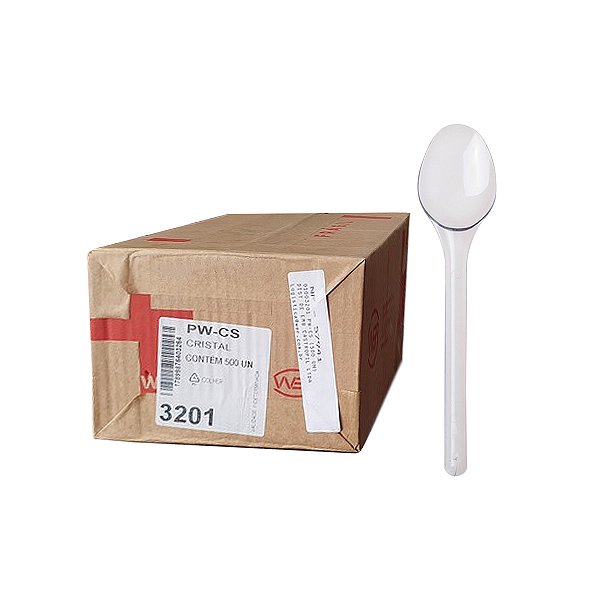 Colher de Plástico Cristal Sobremesa PW-CS 500 unidades Wer