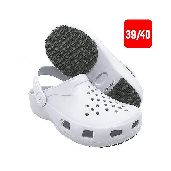 Sapato Babuche Antiderrapante BB31 Branco Nº 39/40 Soft Works