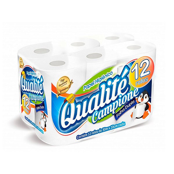 Papel Higiênico Bobina 30 metros Folha  Dupla com 12 unidades Qualité