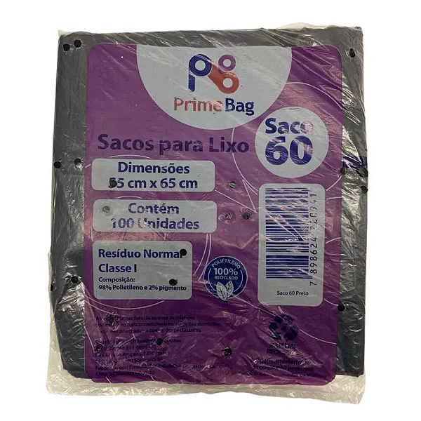 Saco para Lixo Comum 60 Litros c/100un - Primebag