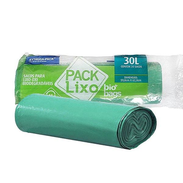 Saco para Lixo Plástico Oxi-Degradável 30L Verde 30 unidades Biobags