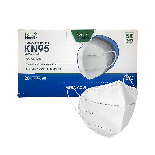 Máscara Hospitalar KN95 com Elástico Branca Fort Health