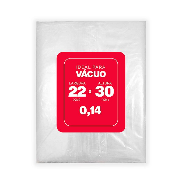 SACO PLÁSTICO PARA VÁCUO 22CM X 30CM X 0,14 COM 1.000 UNIDADES