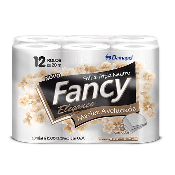 Papel Higiênico Folha Tripla Neutro 20m com 12 unidades Fancy Planet