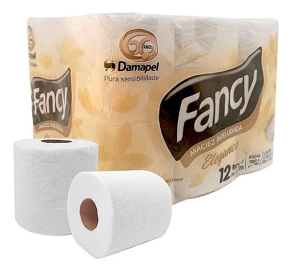 Papel Higiênico Folha Tripla Neutro 20m com 12 unidades Fancy Elegance