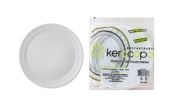 PRATO 26CM KEROCOPO RASO BRANCO C/10