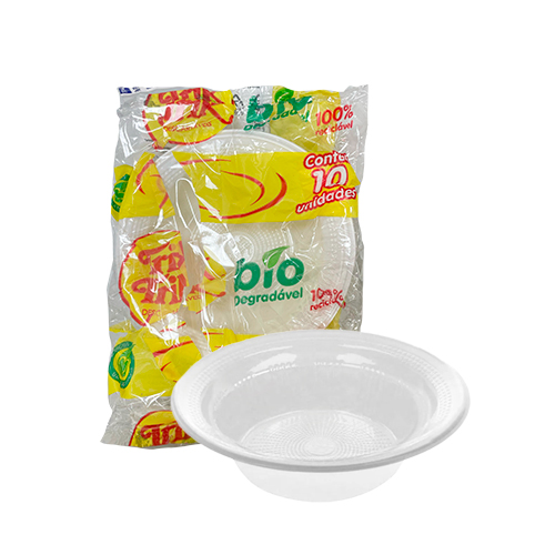 Prato Plástico Biodegradável Fundo 12cm Branco 10 unidades Trik Trik