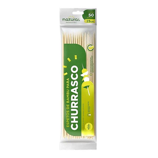 ESPETO P/CHURRASCO BAMBU 25CM C/50 - NATURAL