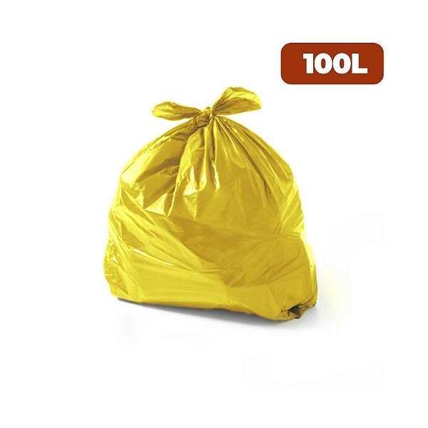 Saco para Lixo 100 Litros Coleta Seletiva Especial Amarelo 100 unidades