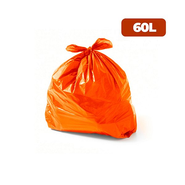 Saco para Lixo 60 Litros Coleta Seletiva Especial Laranja 100 unidades