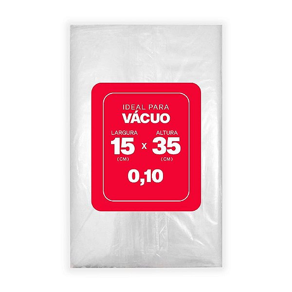 Saco Plástico para Vácuo 15cm x 35cm x 0,10 com 250 unidades