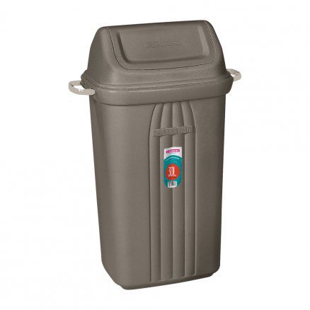 LIXEIRA QUADRADA CINZA COM TAMPA BASCULANTE 30 LITROS SANREMO
