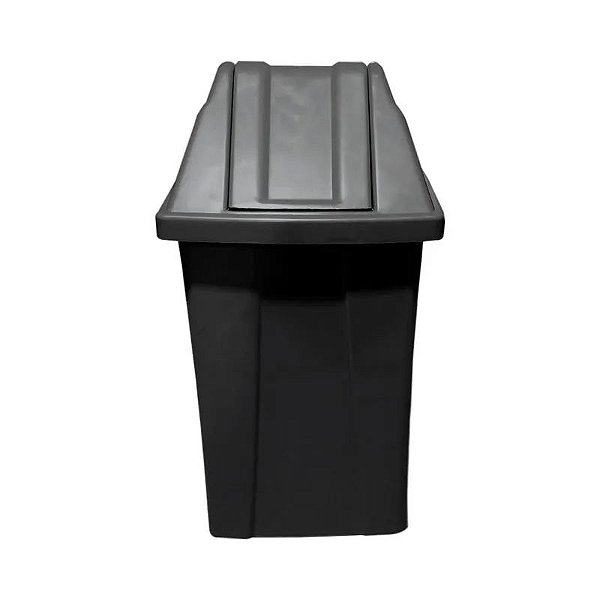 Lixeira Quadrada Preta com Tampa Basculante 25 Litros JSN