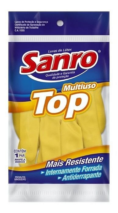 Luva de Látex Xg Amarela Top Sanro