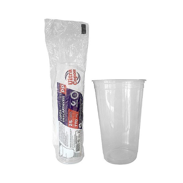 Copo de Plástico PP 770mL Transparente com 25 unidades Ultracopos