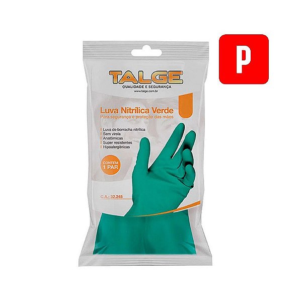 Luva de Limpeza Nitrílica P Verde Talge